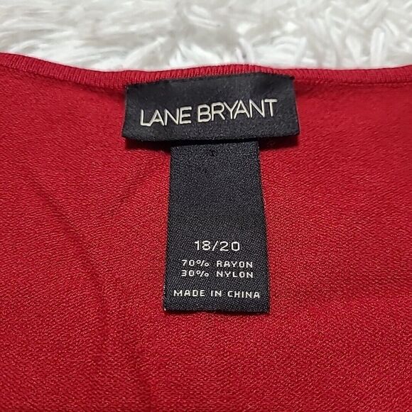 Lane Bryant Crystal Embellished Sweater Womens 18 20 Balloon Sleeve Stretch Red - Picture 7 of 10